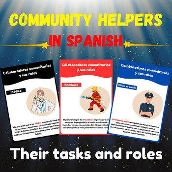 Preview of Community Helpers and their roles in Spanish . Printable careers and profession