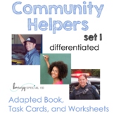 Community Helpers (Adapted book, Task Cards, Worksheets)