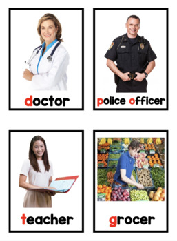 Preview of Community Helpers theme word cards