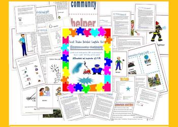 Preview of Community Helpers unit with lessons and supplements