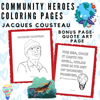 Preview of Community Heroes Coloring Page - Jacques Cousteau