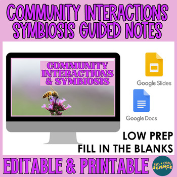 Preview of Community Interactions | Symbiosis Guided Notes | PowerPoint | Editable