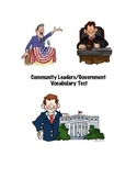 Community Leaders/Government Vocabulary Test & Jeopardy Game