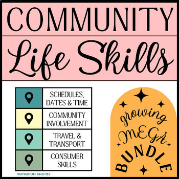 Preview of Community Life Skills MEGA GROWING BUNDLE | SPED High School Lessons Activities