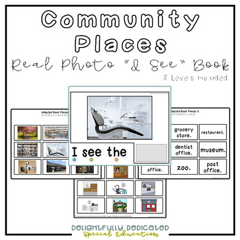Preview of Community Places Vocabulary Real Photo "I See" Adapted Book for Special Ed