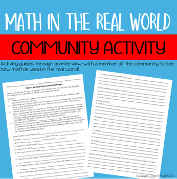 Preview of Community Project-Using Math in the Real World