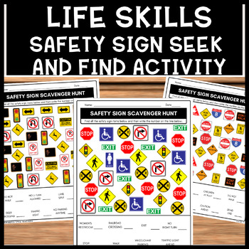 Preview of Community Safety Sign Scavenger Hunt Seek and Find Word to Picture