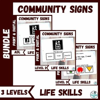 Preview of Community Safety Signs Functional Vocabulary BUNDLE with BONUS