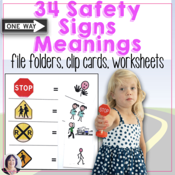 Preview of Community Safety Signs Meanings Speech Therapy Activities digital and print