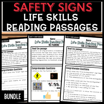 Preview of Community Safety Signs Reading Passages & Comprehension Questions NO PREP Bundle