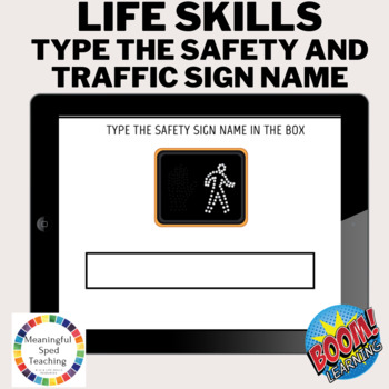 Preview of Community Safety Signs Spell Traffic Sign Name Life Skills Boom Cards™