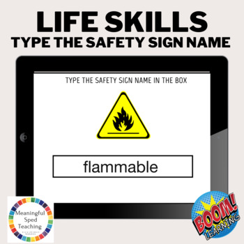 Preview of Community Safety Signs Spell the Safety Sign Name Life Skills Boom Cards™: