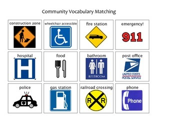 Community Safety Signs and Symbols Matching 2 by Peace Love and ASD