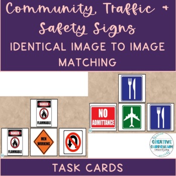 Preview of Community, Safety & Traffic Signs Identical Image to Image Matching Task Cards 2