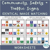 Community, Safety & Traffic Signs Sign Image to Image Matching Worksheets