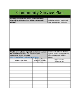 Preview of Community Service Plan