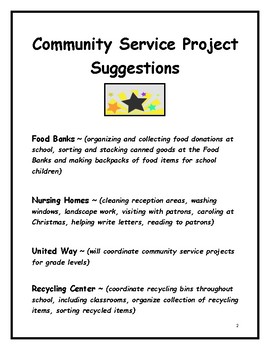 Community Service Project Ideas for Schools by Math Fan