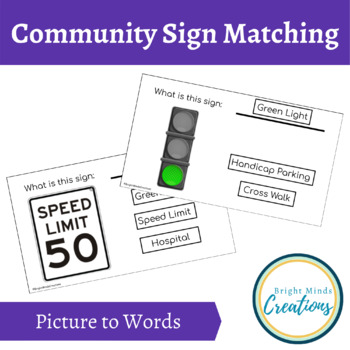 Preview of Community Sign Matching - Pictures to Words