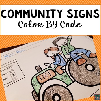 Preview of Community Signs: Color By Code for Fall (Life Skills)