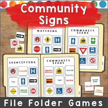 Preview of Community Signs File Folder Games