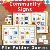 Community Signs File Folder Games