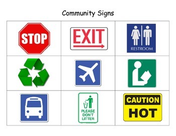 Community Signs Flashcards by Special EducationTpT