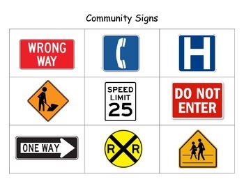 Community Signs Flashcards by Special Education Chick | TpT