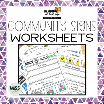 Preview of Community Signs Functional Sight Words Reading Worksheets