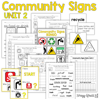 Preview of Community Signs Games and Worksheets - Unit 2 - for Special Education