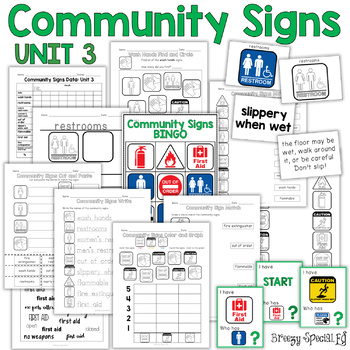 Preview of Community Signs Games and Worksheets - Unit 3 - for Special Education