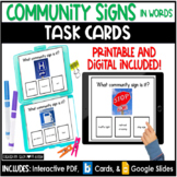 Community Signs Matching Words | Social Studies Task Cards