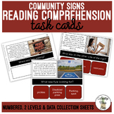 Community Signs Simplified Reading Comprehension Task Cards