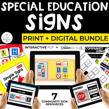 Preview of Community Signs Special Education Bundle (7 Safety Signs Resources Special Ed)