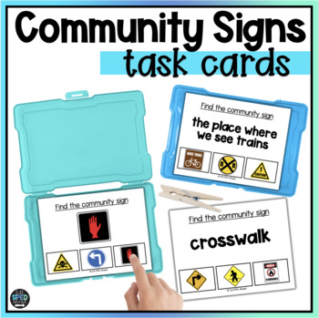 Preview of Community Signs Environmental Print Task Cards Special Education Life Skills