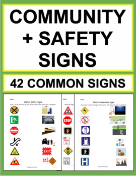 Preview of Community Signs and Safety Symbols Matching Activities