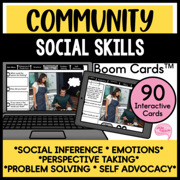 Preview of Community Social Situations for Pragmatic Skills Speech Therapy Boom Cards