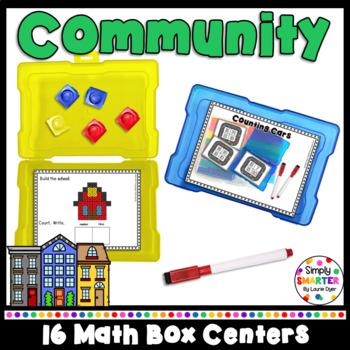Preview of Community Themed Kindergarten Math Box Centers