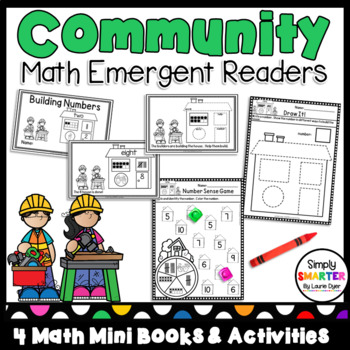 Preview of Community Themed Math Emergent Readers With Activities