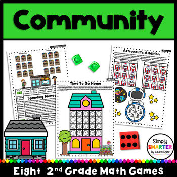 Preview of Community Themed Second Grade Math Games