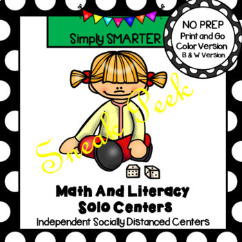 Preview of Solo Math And Literacy Socially Distanced Kindergarten Centers SNEAK PEEK