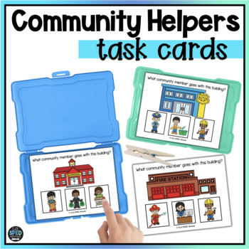 Preview of Community Trips & Helpers Environmental Print Task Box Special Education Centers