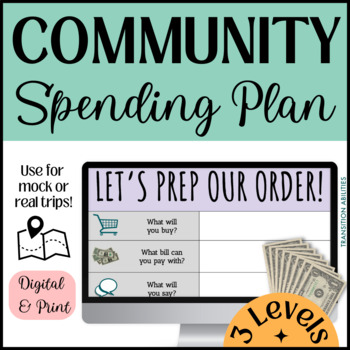 Preview of Community Trip Spending Plan | SPED Life Skills | Menu Math Activity