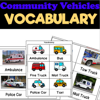 Preview of Community Vehicles Vocabulary Visuals for Preschool, Pre-K, and Kindergarten