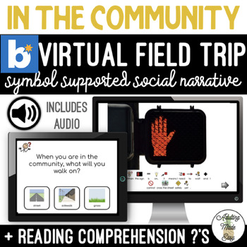 Preview of Community Virtual Field Trip Social Narrative & Comprehension Boom Cards SS