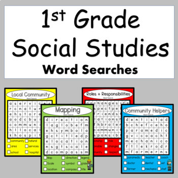 Preview of Community Word Search Community Helpers 1st Grade Social Studies