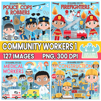 Preview of Community Workers Clipart Bundle 1 (Lime and Kiwi Designs)