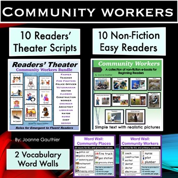 Preview of Community Workers: Readers' Theater, Non-Fiction Easy Readers & Vocabulary