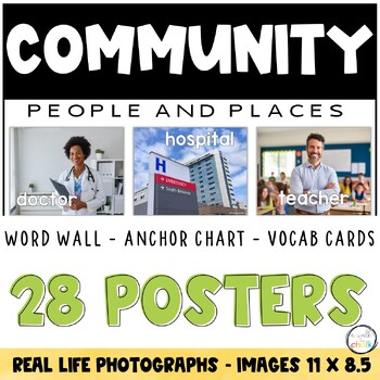 Preview of Community Workers and Places Vocabulary Posters for the ESL Classroom