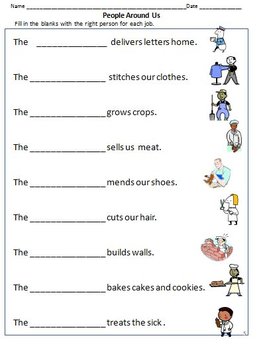 Community Workers / Helpers - Worksheets for Grade 1 & 2 /Google Classroom