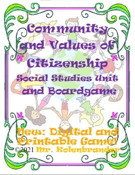 Preview of Community and Values of Citizenship Printable and Digital Board Game